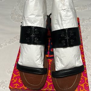 Tory Burch Lowell 2.45MM Black Sandal Veg Napa